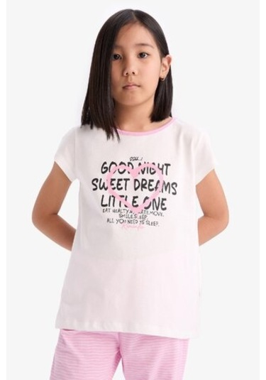 DeFacto Kız Çocuk Pijama Takımı Baskılı Kısa Kollu Üst Beli Lastikli Uzun Alt E2220A825SMER85 Ekru DeFacto Kız Çocuk Pijama Takımı Baskılı Kısa Kollu Üst Beli Lastikli Uzun Alt E2220A825SMER85 Ekru