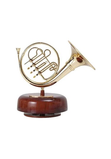 Ulzyvf Doğa Müzik Kutusu - Pirinç Üflemeli Çalgı Minyatürü Korno, Trompet Veya Saksafon Seçenekli - Mekanik Kurmalı Müzik Kutusu