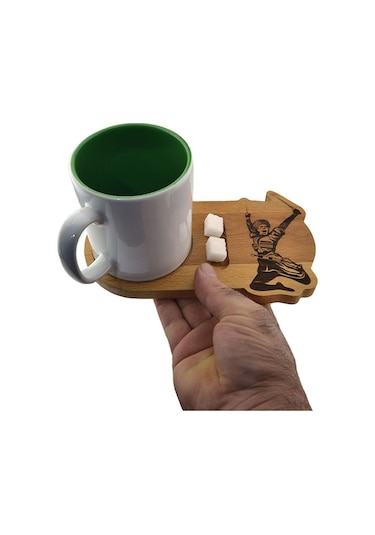 Ahşap Servis Sunum Tahta Bardak Altlığı - Kafkas Çerkes Kamalı Adam Acı Kahverengi