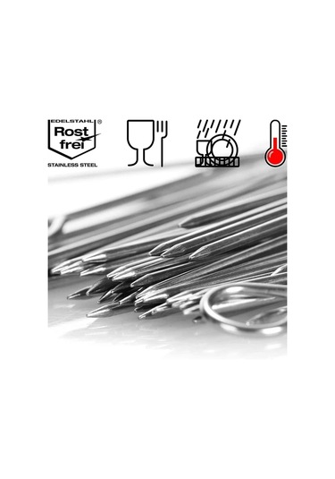 25 Adet Paslanmaz Çelik Rulo Şiş - 15 Cm Uzunluğunda Et Şişleri - Set Halinde Yüksek Kaliteli Şişler 025 Adet - Şiş