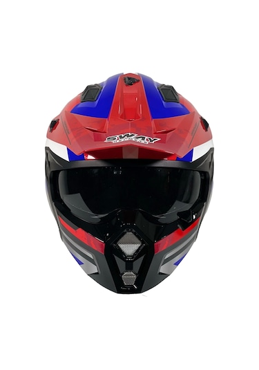 Sway Sw X1 Seul Track Çene Çıkan Kask Beyaz - Kırımızı