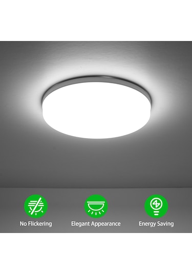 Xindoker 18w Dairesel Tavan Lambası, Ac85-265v, 6500-7000k Beyaz Işık, 96 Adet 2835 Led, 1620lm Parlaklığı Beyaz