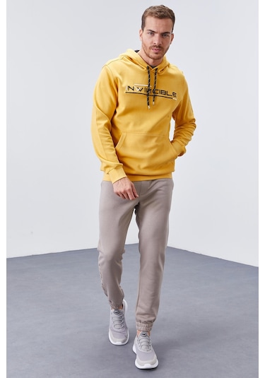 Tommy Life Hardal Kanguru Cep Standart Kalıp Kapüşonlu Erkek Sweatshirt - 87883 HARDAL