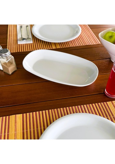 Alezy 608 Göreme Melamin Termostar Kayık Tabak 29x17 Cm Beyaz