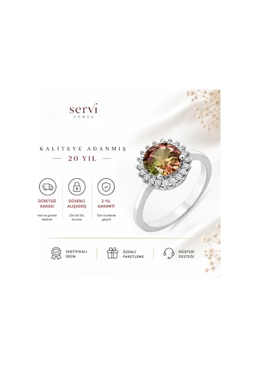Servi 925 Ayar Gümüş Rainbow Taşlı Yüzük-53
