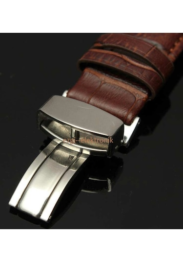 Bizon Deri Saat Kayışı 22Mm Spor Kahverengi Klipsli Saat Kordonu 305768095