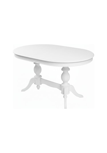 Montclair Çift Baba Ayaklı Masif Ahşap Oval Yemek Masası 90x140 Beyaz