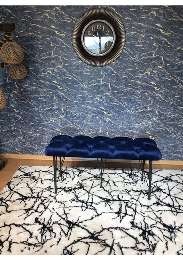 Yirmi15 Metal Ayaklı Babyface Mavi Puf & Bench