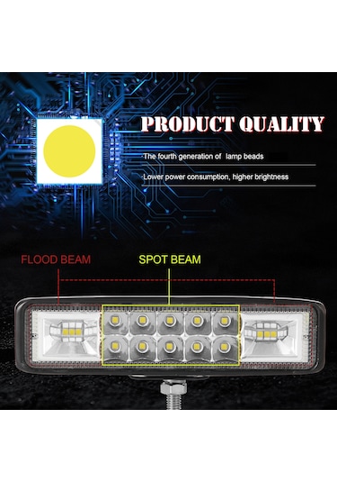 2 Adet 6 İnç Led Bölme Işık Çubuğu 60 W Led Çalışma K21064-2