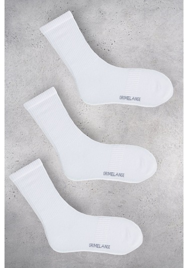 ISILDUR Erkek Organik Pamuklu 3 Lü Paket Beyaz Çorap