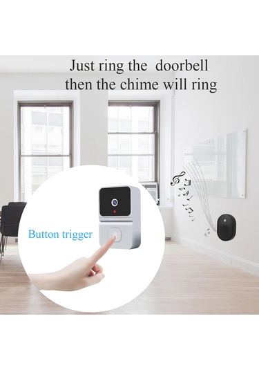 Samdoo Beyaz Akıllı Kapı Zili Kamera - Wifi, 480p Görüntü, İki Yönlü Konuşma, İr Kamerası, 50m Aktarım, Bulut Depolama, Dahili Batarya