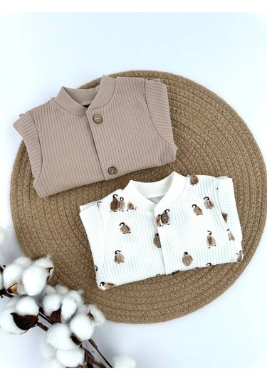 Svetik 2'li Yeni Doğanlar İçin Düğazlı Body Seti 391020892 Sütlü