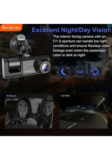 Willowhaven Baideluo 3 Kameralı Araç Kamerası 1080p Gece Görüşü 32gb Kart Dahili Döngü Kayıt