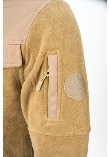 Karcamp 5 Cepli Cep Kapaklı Unisex Polar Mont Ceket Bej