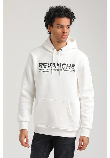 Kapüşonlu Ekru Slim Fit Hoodie 23fwm64062-ekru Ekru