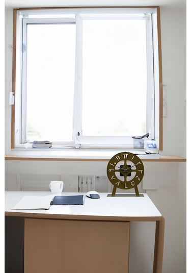 Arabic Model Metal Lazer Kesim Akar Sessiz Mekanizmalı Masa Saati Gold