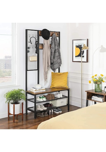 Metal Portmanto, Elbise Askılığı, Vestiyer, Ayakkabılık, Siyah, Tel Askılık Siyah