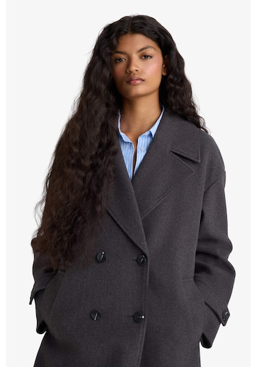 Defacto Regular Fit Düğmeli Uzun Kaşe Kaban F1197ax25wnar229 Antrasit-ar229