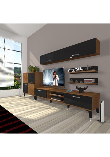 Decoraktiv Eko 6y Mdf Dvd Silver Tv Ünitesi Tv Sehpası Ceviz - Siyah