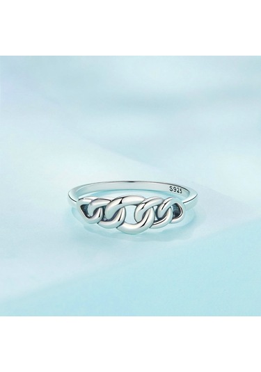 Scr891 Sterling Silver S925 Hollow Circle Chain Ring No.6 Çok Renkli