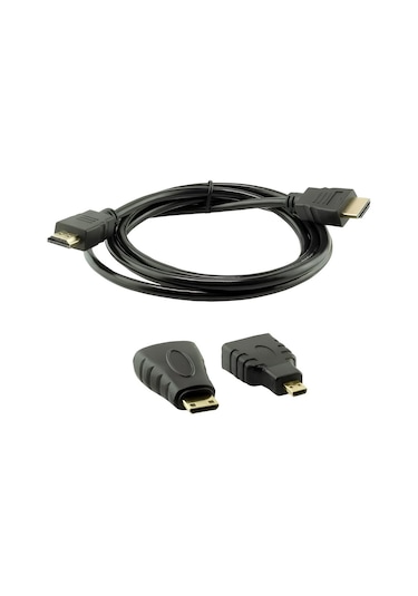 1.5 M 1.4v 3d Hdmı Kablo Mini Micro Uç 3in1 Çevirici Dönüştürücü
