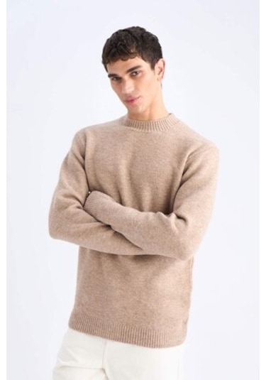 Defacto Relax Fit Bisiklet Yaka Triko Kazak E8390ax24cwbg300 Bej