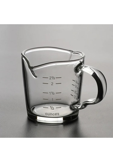 Yüksek Kaliteli Cam Ölçüm Fincan 70ml Isıya Dayanıklı Fincan Mutfak Kahve Klip Çift Ons Fincan Bej