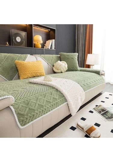 Jms Yeşil Kaymaz Kanepe Örtüsü Şezlong Kanepe Mat İskandinav Evrensel Köşe Kanepe Havlu 90x120cm
