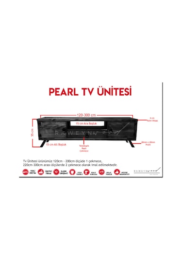 Raweyn Pearl Doğal Ahşap Tv Ünitesi - 170cm Ceviz