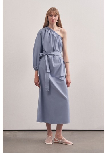 Mathilda Store Kadın Mavi Tek Kol Elbise Mavi