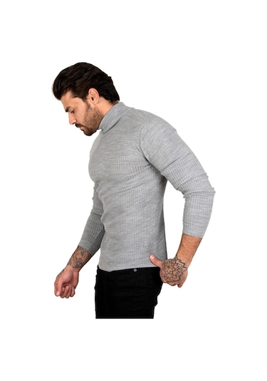 Deepsea Erkek Gri Balıkçı Yaka Örme Kazak 2100015 Gri