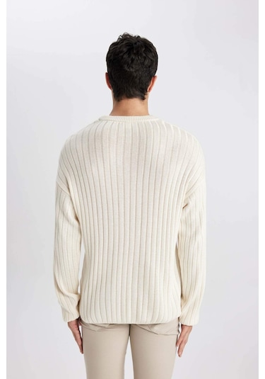 DeFacto Relax Fit Bisiklet Yaka Basic Düz Triko Kazak B9723AX24SPER100