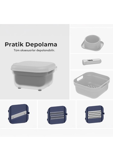 Fabcio Magicmom Çok Amaçlı Dilimleyici Set Beyaz - Lacivert