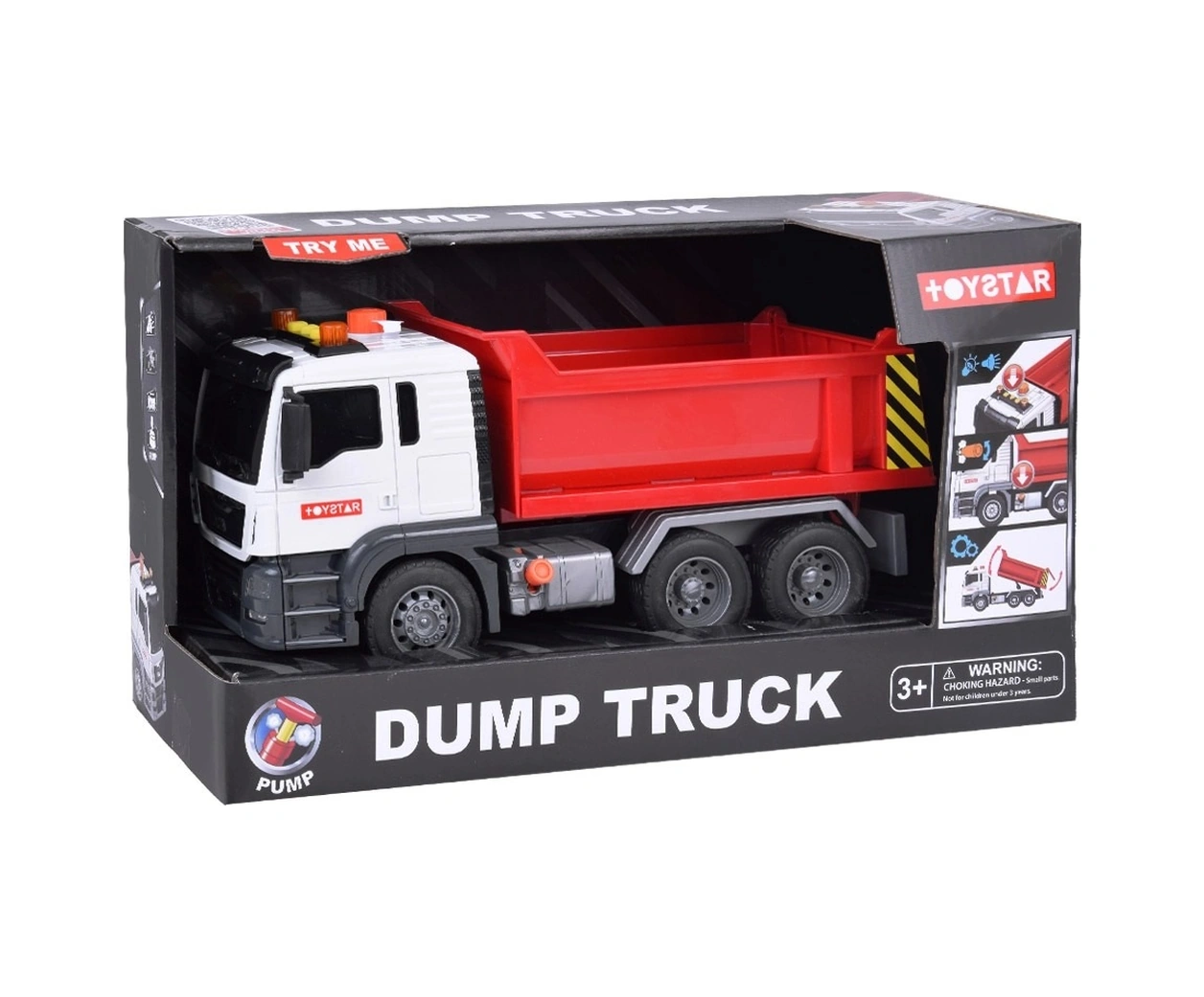 1:12 Sürtmeli Sesli Işıklı Kırmızı Damperli Oyuncak Kamyon