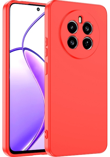 Realme 12 Plus Kılıf Lansman Tasarım İç Yüzeyi Kadife Silikon Kırmızı