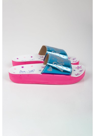Kız Çocuk Minik Yıldız Temalı Bodrum Yazılı Terlik-5801-mavi Mavi