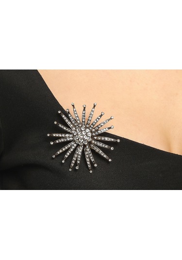 Aşina Gümüş İstanbullu Gelin Esma Hanım Swarovski Taşlı Elmas Montür Broş