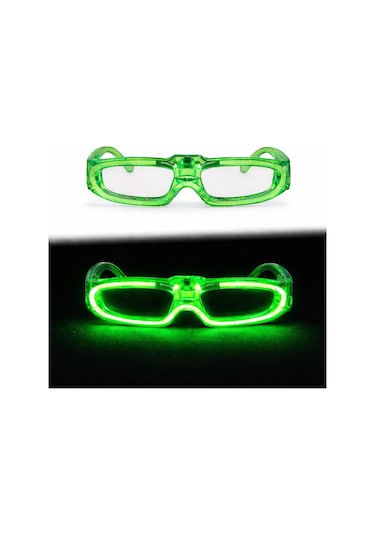 Yeşil Led Işıklı Parti Gözlüğü 3 Modlu Glow - Gece Eğlence Gözl Diğer
