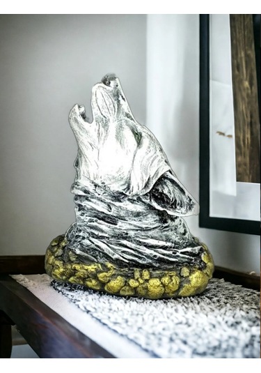 Kurt Tütsülük Figür Biblo Dekoratif Kurt 20cm Dumanlı