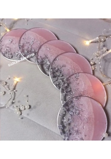 4 Lü Epoksi Bardak Altlığı - 109 Pembe