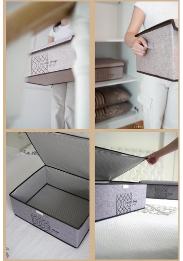 Keçe Kapaklı Mega Plus Baza Hurcu, Çok Amaçlı Düzenleyici Organizer Kutu Mega Boy 57x41x31cm Kahve Kahverengi