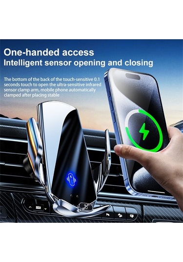 Tongxida Q15 Araç Hava Ulaşım Manyetik Kablosuz Şarj Telefon Tutucu Siyah Siyah