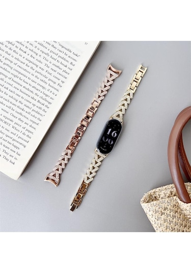 Xiaomi Mi Band 9 İçin Bling Bileklik Şık Akıllı Bantlar Kadınlar İçin Yedek Saat Kayışı Kolay Ayarlanabilir Mi Band 8 Bileklik