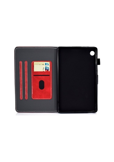 Samsung Galaxy Uyumlu Tab A9 Cowhide Doku Yatay Flip Deri Tablet Kılıfı