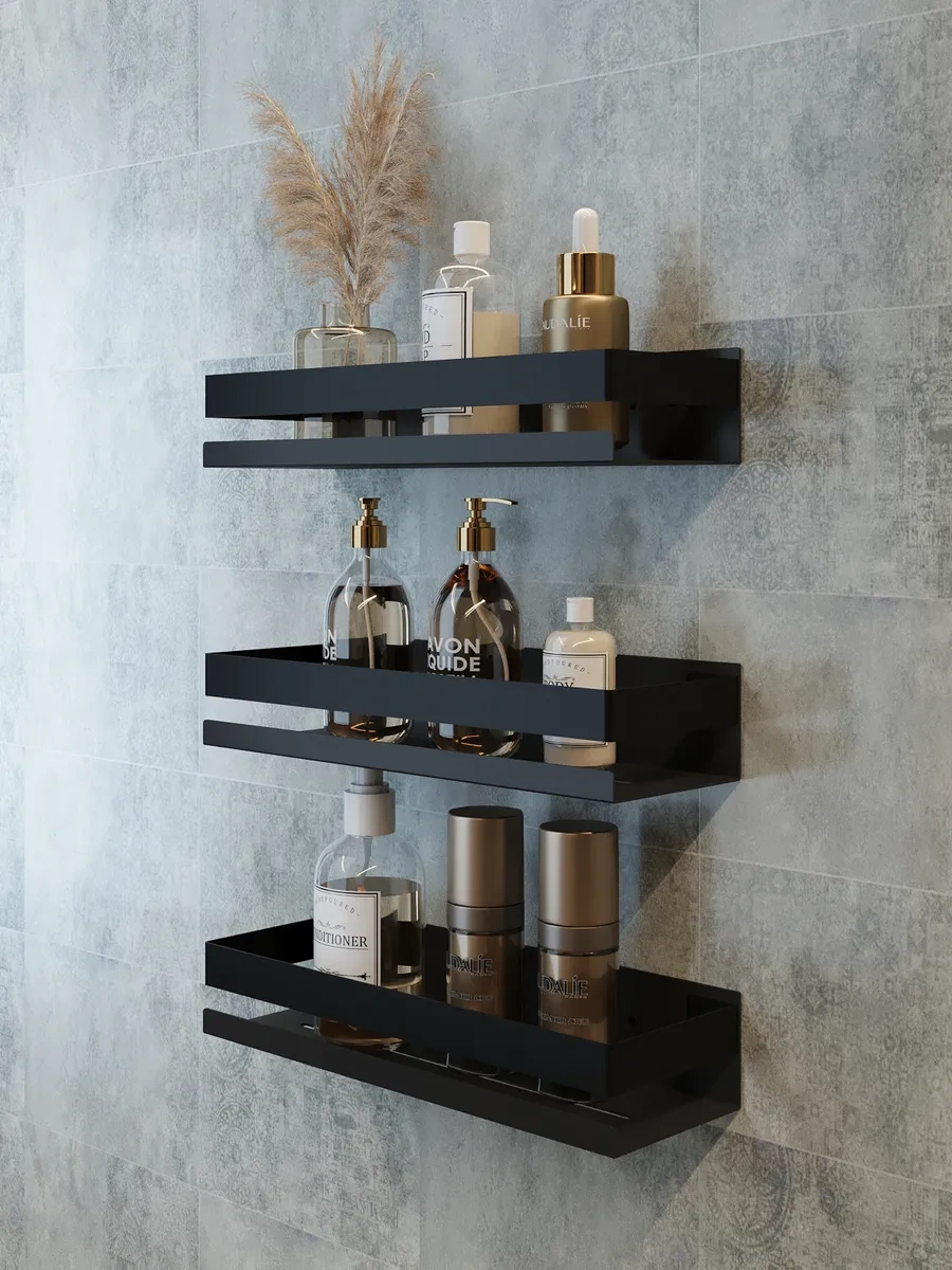 Kita Home Delme Gerektirmeyen Metal Banyo Ve Duş Rafları 3 Adet 360677165 Siyah