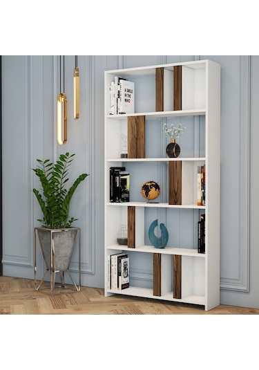 Variant Lima Çalışma Masası Ve Kitaplık Takımı - Beyaz / Ceviz Beyaz