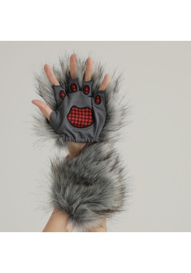 Kedi Pençesi Eldivenleri Cosplay Hayvan Pençesi Parmaksız Eldivenler Therians Pençesi Kürk Kostümü