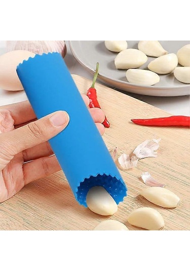 Silikon Sarımsak Soyucu - El Kokusu Olmadan Saniyeler İçinde Sarımsak Dişlerini Soyar - Cilt Silindiri - Mavi Siyah