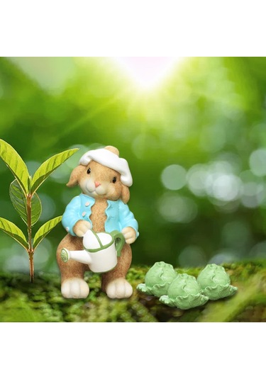Homyl Tavşan Bahçe Heykeli Heykelcik Yard Dekor 3-lahana-ile