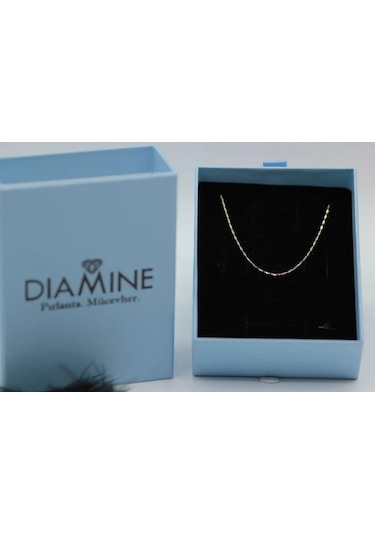 Diamine 14 Ayar Altın İnce Pullu Aynalı Zincir Kolye